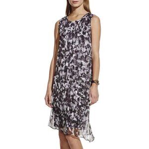 Vince Camuto Cosmic Pale Black/White Geometric with Sheer Printed Overlay Size M